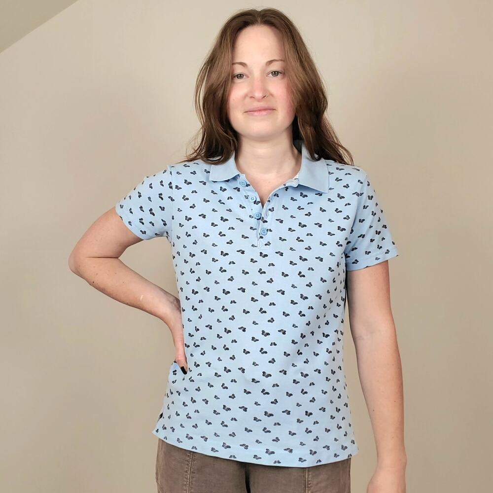 Laura Scott Butterfly Polo Blue Small Petite